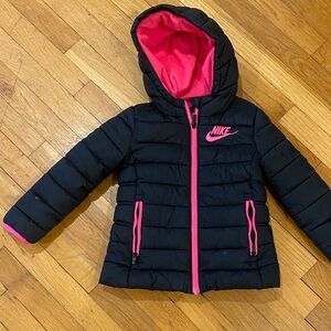 Nike Black Hooded Jacket with Pink Highlights